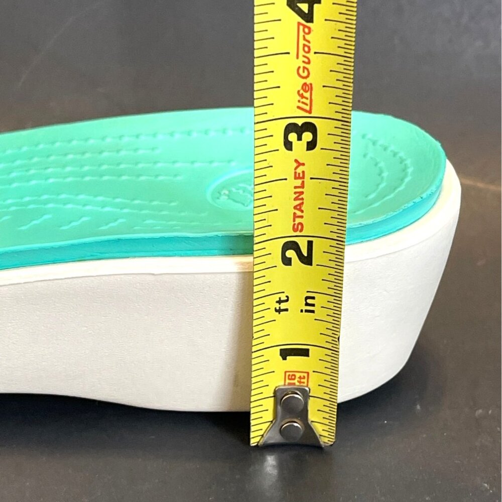 Slip On Sandals Straps Crocs White Green Water Shoes Slide Wedge Heel Size 10 - Picture 8 of 9
